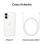 Apple iPhone 17 Bianco 256GB – Display 6.3″ Super Retina OLED – Chip A19 – 5G