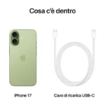 Apple iPhone 17 Salvia 256GB – Display 6.3″ Super Retina OLED – Chip A19 – 5G