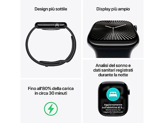 APPLE Watch Series 10 GPS 42mm in alluminio color oro rosa con cinturino Sport rosa fard – S/M