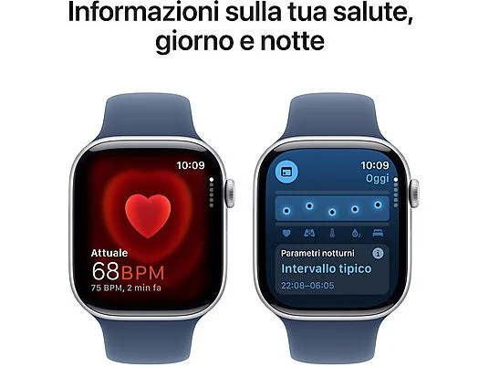 APPLE Watch Series 10 GPS 46mm in alluminio color Argento con cinturino Sport denim – M/L