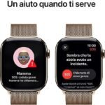 APPLE Watch Series 10 GPS + Cellular 46mm in titanio color oro con cinturino Loop in maglia milanese oro – S/M