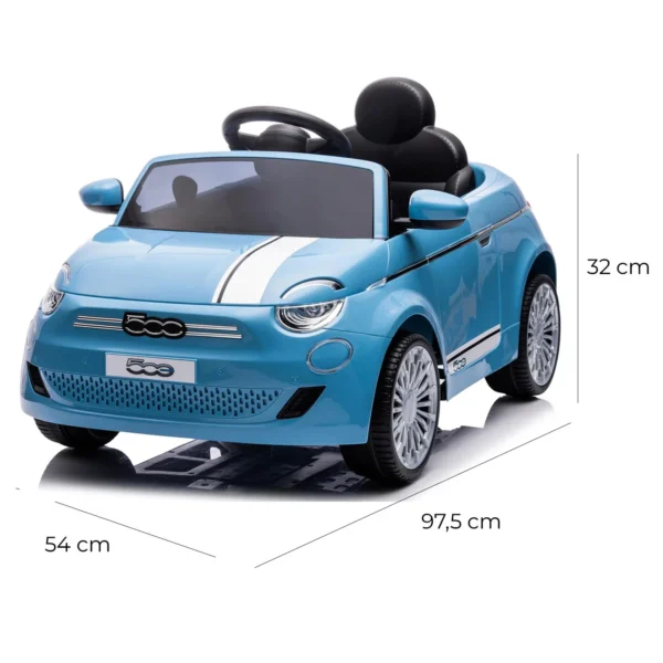 Auto Elettrica per Bambini Fiat 500 12V Azzurro – Luci LED & Suoni