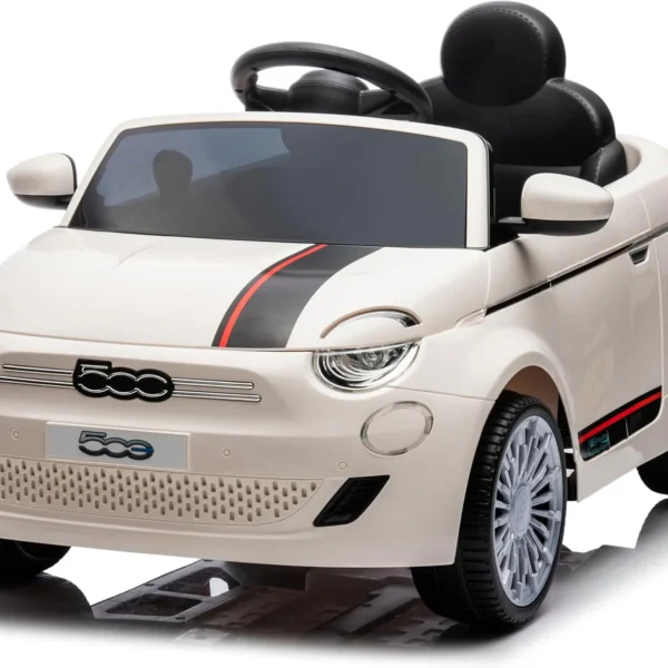 Auto Elettrica per Bambini Fiat 500 12V Bianco – Luci LED & Suoni