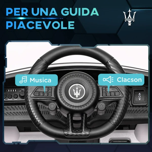 Auto Elettrica per Bambini Maserati Gran Turismo Folgore 12V Bianca con Telecomando